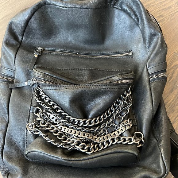 ash domino beaded leather backpack Ash Domino Black Leather Backpack